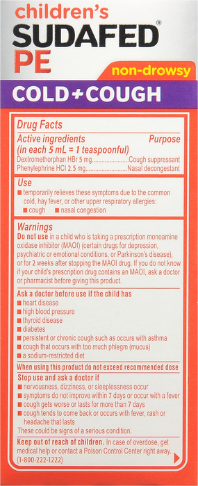 SUDAFED PE COUGH COLD LIQUID 4OZ