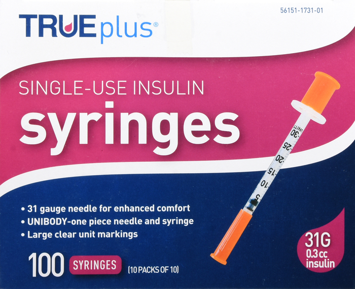 TRUEPLUS SYRINGE 5/16 INCH 31GX3/10CC 100CT