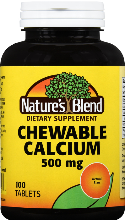 Nature's Blend Chewable Calcium 500mg Tablets 100ct