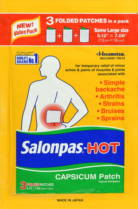 Salonpas Hot Capsicum Patches 3ct