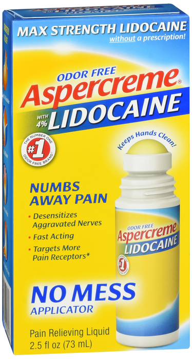 Aspercreme Lidocaine No-Mess Roll-On Pain Relief Liquid 2.5oz