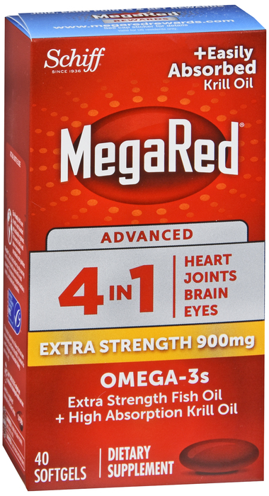 MegaRed 4 in 1 Omega-3 Fish & Krill Oil 900mg Softgels 40ct