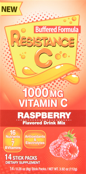 RESIST C VIT C 1000MG RASPBRRY STK 14CT