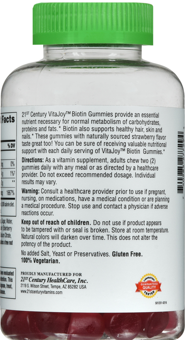 21st Century VitaJoy Biotin 5000mg Gummies 120ct