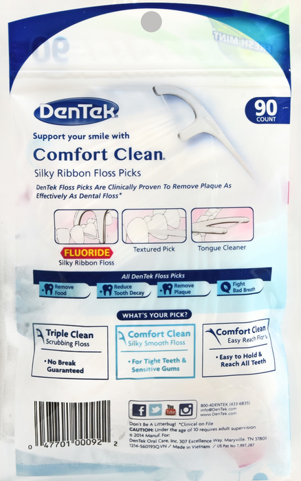 DENTEK FLOSS PICKS SILK 90 CT