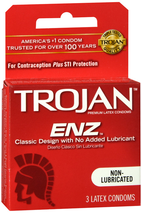 TROJAN ENZ NON LUBE CONDOM 3CT