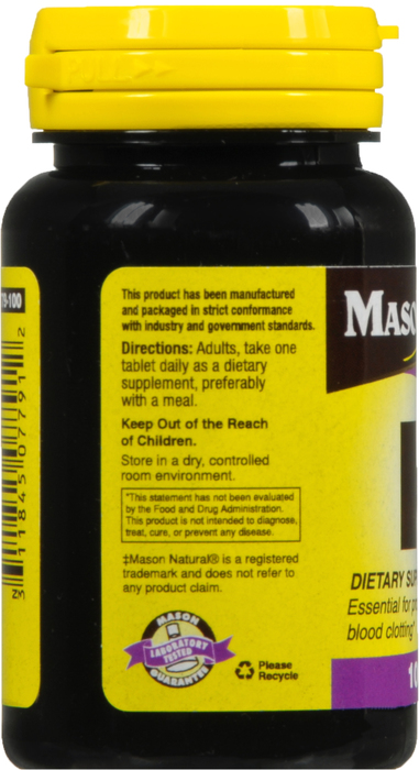 VITAMIN K 100MCG TABLET 100CT MASON