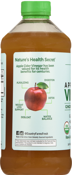 COUNTRY FARMS APPLE CIDER VINEGAR 16OZ