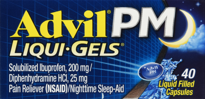 Advil PM Ibuprofen Pain Reliever/Nighttime Sleep-Aid 200mg Liqui-Gels 40ct