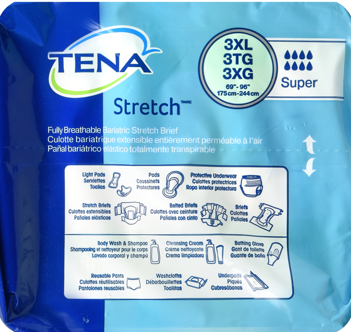 TENA BRIEF BARIATRIC STRETCH 3XLG 4X8CT