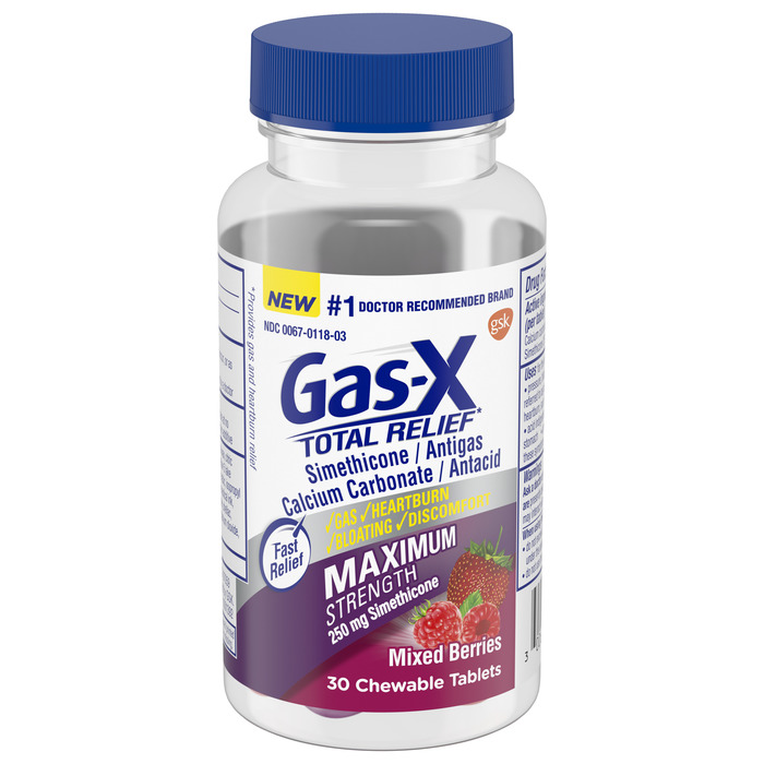 GAS-X TOTAL RELIEF MIXED BERRY CHW 30CT