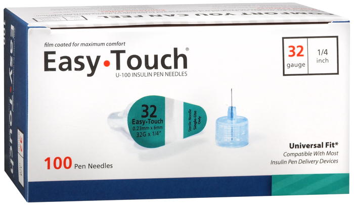 Easy Touch Pen Needles 32Gx1/4" 100ct