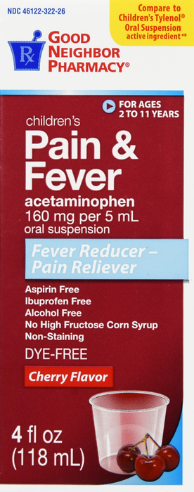 Good Neighbor Pharmacy Children's Pain & Fever Dye-Free Cherry Liquid 4oz