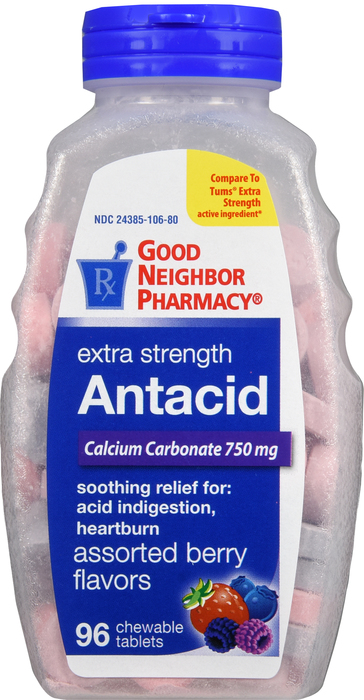 Good Neighbor Pharmacy Antacid Extra Strength 750mg Assorted Berry Flavors Chewable Tablets 96ct