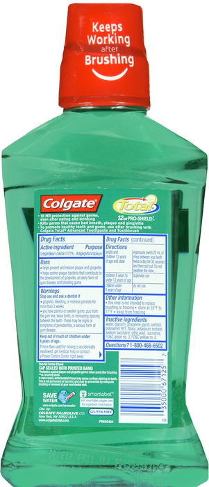 Colgate Total 12 HR Pro-Shield Antibacterial Alcohol-Free Mouthwash, Spearmint Surge 16.9oz