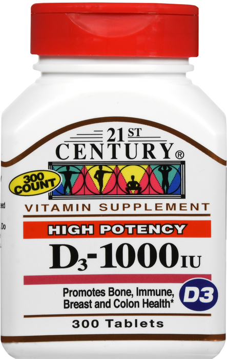 21st Century Vitamin D3 25mcg 1000IU Tablets 300ct