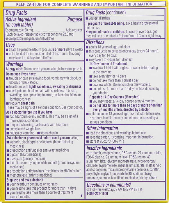 Nexium 24HR 20mg Heartburn Relief Tablets 14ct