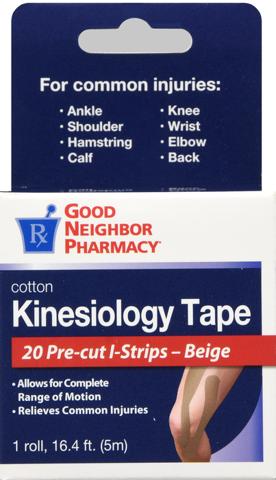 Good Neighbor Pharmacy Kinesiology Cotton Pre-Cut Strips Beige Tape 20ct