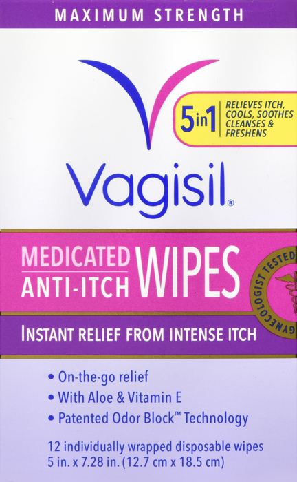 Vagisil Maximum Strength Anti-Itch Medicated Wipes 12ct