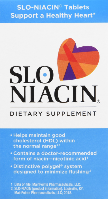 Slo-Niacin Cholesterol 500mg Dietary Supplement Tablets 100ct