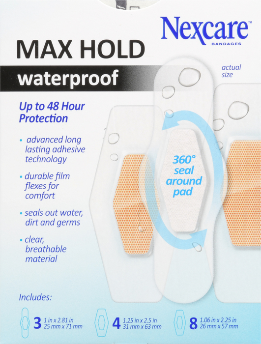 Nexcare Max Hold Waterproof Assorted Bandages 15ct