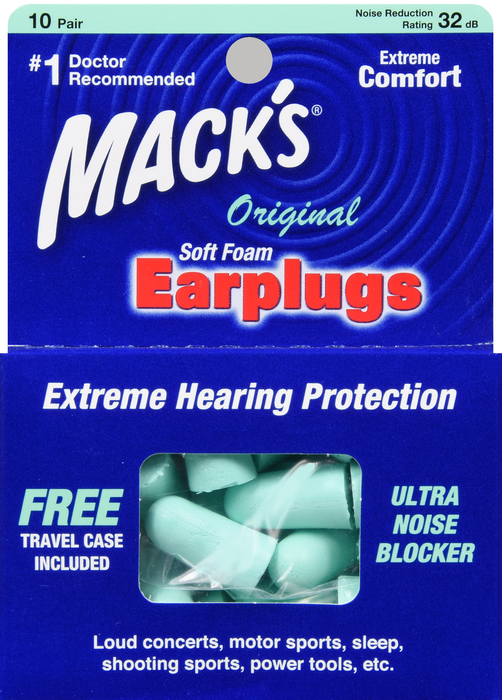 Mack's Earplugs Soft Foam Teal NRR32 10 pairs