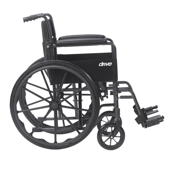 Wheelchair 18" Silver Sport with Fixed Arms and Swingaway Foot Rests