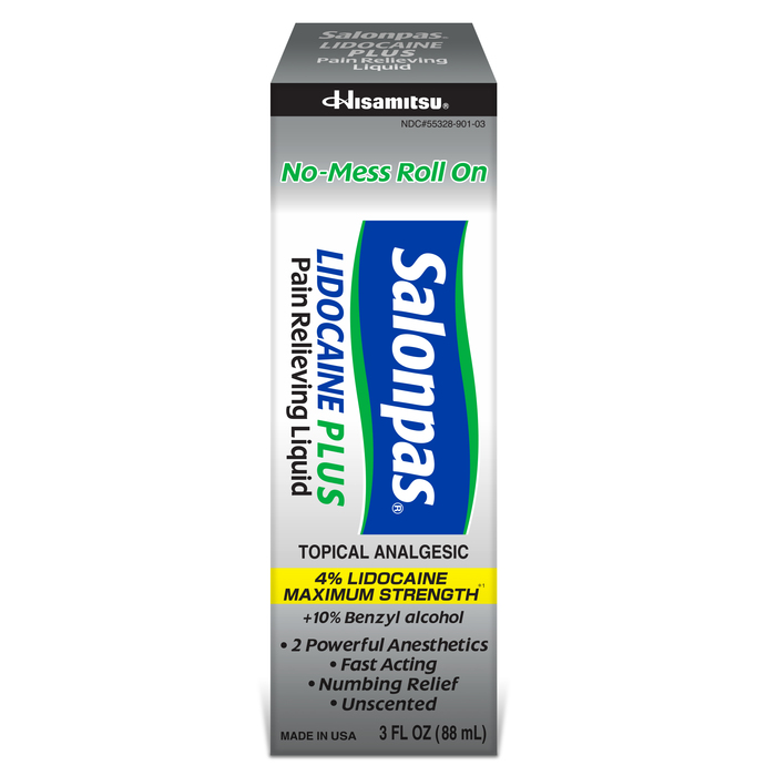 Salonpas Lidocaine Plus Pain Relieving Liquid Roll-On 3oz