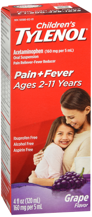 Children's Tylenol Pain + Fever 160mg Acetaminophen Grape Oral Suspension 4oz