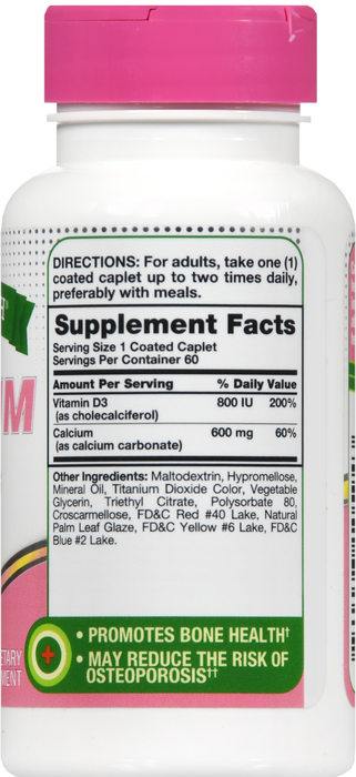 CALCIUM 600MG +D3 CAPLET 60CT NAT TRUTH