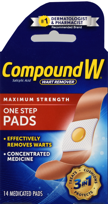 Compound W Maximum Strength One Step Pads Wart Remover 14ct