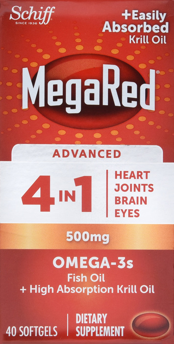 MegaRed Advanced 4-in-1 Concentrated Omega-3 Fish & Krill Oil Supplement 40ct