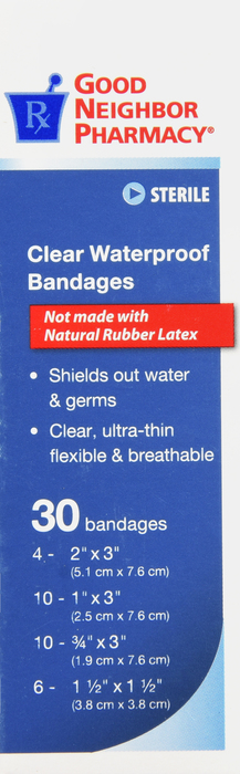 Good Neighbor Pharmacy Clear Waterproof Bandages Assorted 30ct