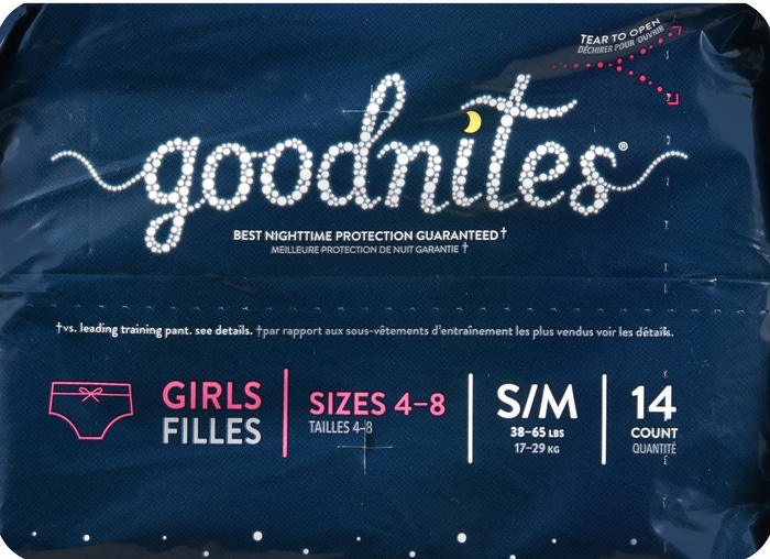 GOODNITES GIRL SM/MD 4X14CT