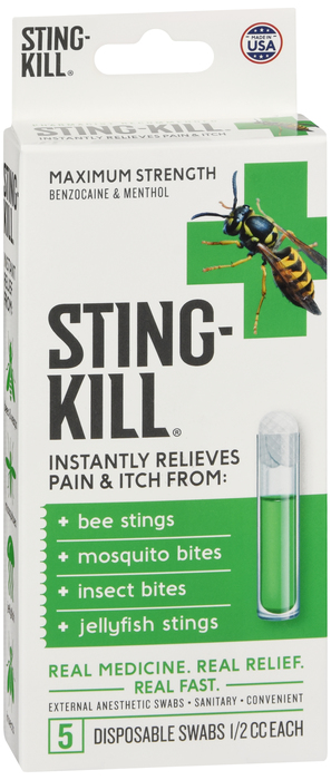 Sting Kill Bee Sting Treatment Disposable Swabs 5ct