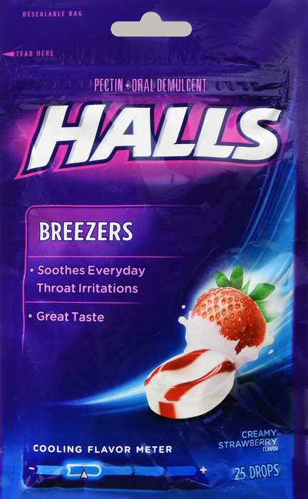 Halls Breezers Bag Creamy Strawberry 25ct