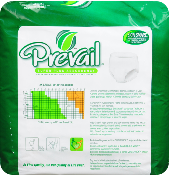 Prevail Underwear 2X-Large Super Plus 68-80" 4x12ct