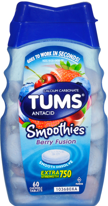 Tums Extra Strength Smoothies Berry Fusion Chewable Tablets 60ct