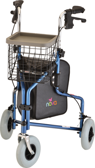 NOVA Traveler 3-Wheel Rolling Walker Blue