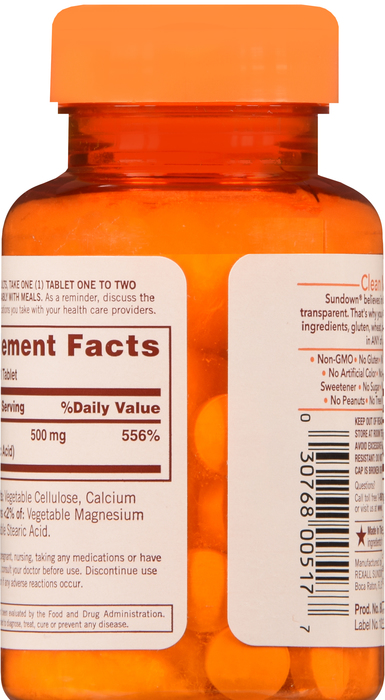 SUNDOWN NATURALS VITAMIN C 500MG TABLET 100CT