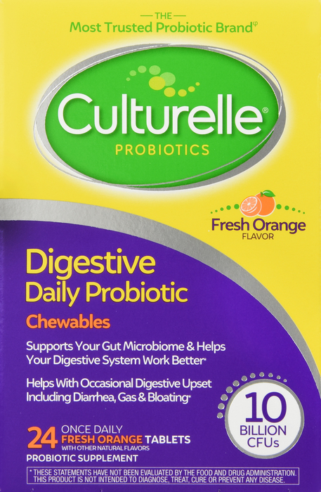 Culturelle Digestive Daily Probiotic Capsules Orange Chewables 24ct