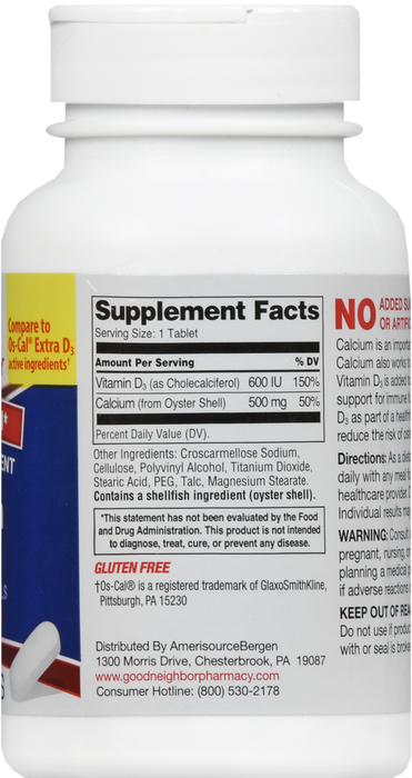 Good Neighbor Pharmacy Calcium +D3 500mg Tablets 160ct