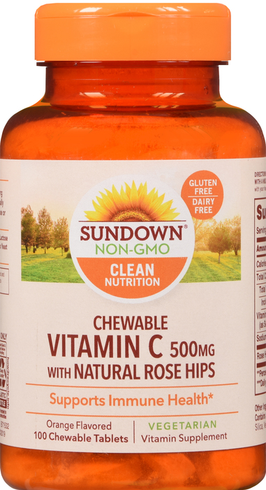 VIT C 500MG ROSE HIP CHEW 100CT SUNDWN