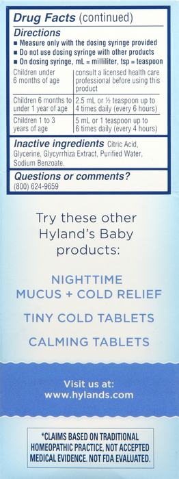 Hyland's Baby Mucus + Cold Relief Liquid 4oz