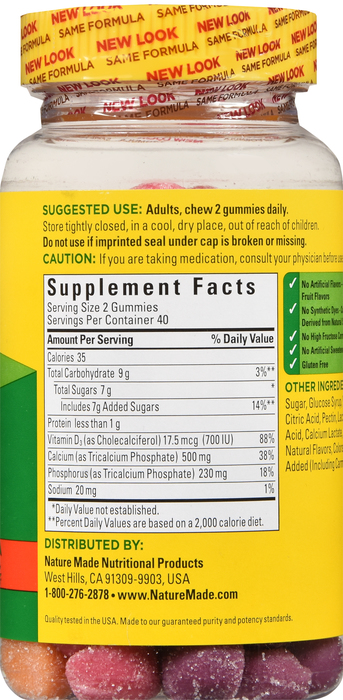 Nature Made Calcium 500mg w/Vitamin D3 Gummies 80ct