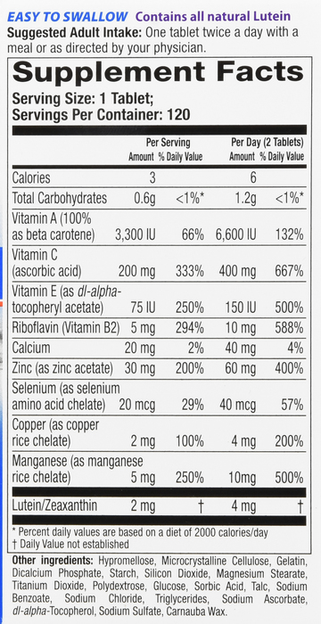 ICAPS Eye Vitamin & Mineral Supplement Tablets 120ct