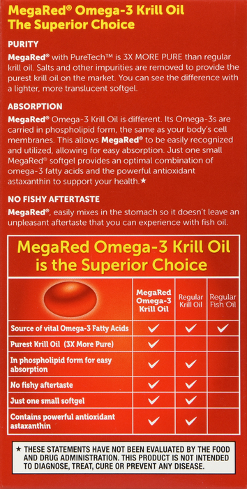 MegaRed Extra Strength Omega-3 500mg Krill Oil Softgels 40ct