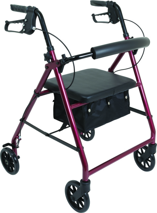 Rollator Aluminum with Seat Burgundy 6" Wheels