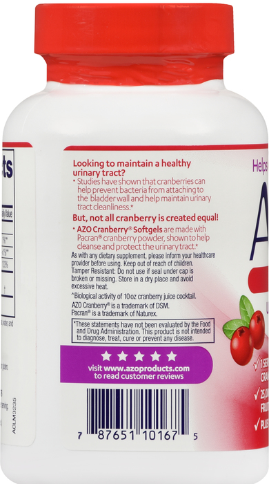 AZO Maximum Strength Urinary Tract Health Cranberry Softgels 100ct