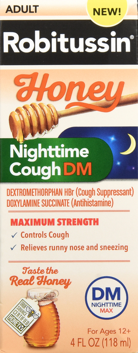 ROBITUSSIN HONEY DM MAX CGH NITE LIQ 4OZ